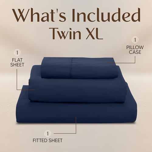 Image of Utopia Bedding Twin XL Sheet Set - 3 Piece Bed Sheets for Twin XL Size Bed, Soft and Breathable Microfiber, Includes 1 Fitted Sheet, 1 Flat Sheet and 1 Pillowcase (Navy Blue)