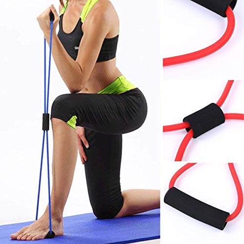 Image of Fitfix Figure 8 Resistance Exercise Band with Comfortable Handles Chest, Shoulder & Neck Stretching | Home Fitness Equipment for Yoga, Pilates, Physical Therapy & Gym Men & Women Colour Orange