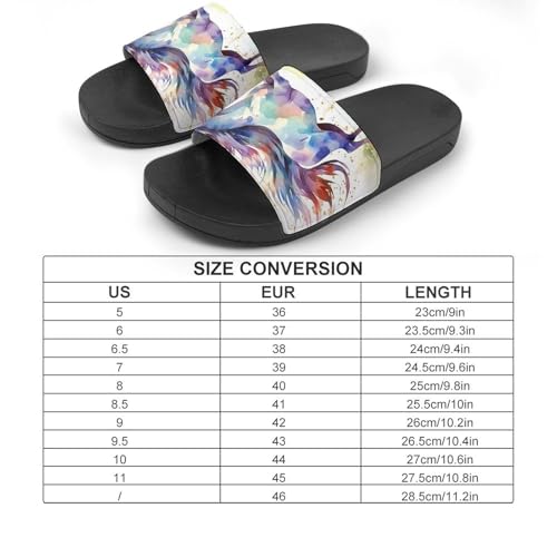 Running Horse Watercolor Non Slip Slides Sandals for Women Men Quick Drying Shower Shoes for Bathroom Pool Beach2