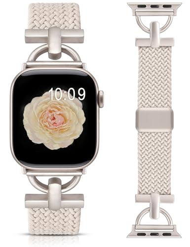 Bracelet tressé élastique Apple Watch pour le sport et le bureau avec fermoir aimanté en D