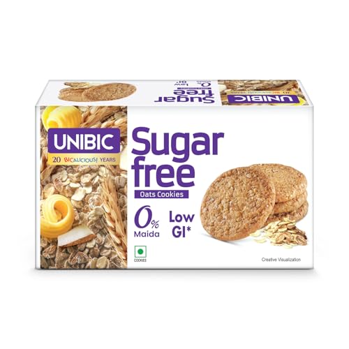 Unibic Sugar Free Oats Cookies I 202.5/225 Gm I Low GI No Maida I Cashew Biscuits I Sugar-Free Snack I Healthy Cookies (weight may vary)