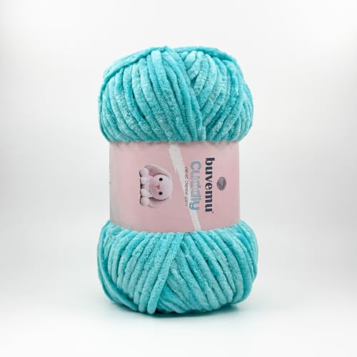 Image of Cuddly Velvet Chenille Yarn, Super Soft Bulky, Turquoise