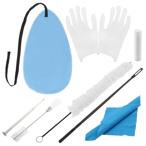 Clarinet Cleaning Kit, Flute & Clarinet Care Tools for Wind Woodwind Instrument, with Cotton Brush, Cleaning Swabs, Double End Tone Hole Brush, Cleaning Rod, Screwdriver, Cork Grease & Cotton Gloves