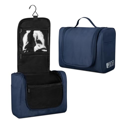 FITDON Kulturtasche zum Aufhängen Große Reise Kulturbeutel, Tragbare Waschtasche Kosmetiktasche Make-up Taschen Organizer, Blau