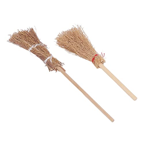 jerss 20 Pezzi Mini Scopa Strega Mago Ciondolo Paglia Decorazione Fai da Te Mini Scopa Artigianale Paglia, Accessori bambù Scope Halloween 14 Cm Materiale 10 Cm 3,9 Pollici Confezione
