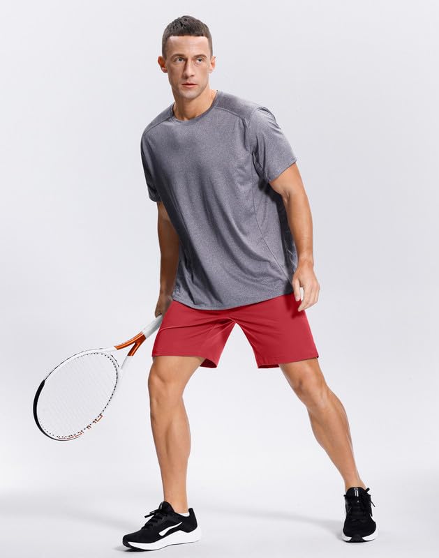 Image of GGJ Men's Lightweight Athletic Shorts with 2 Zipper Pockets 7 inch /9 inch /5 inch Gym Workout Running Quick Dry Tennis Shorts for Men