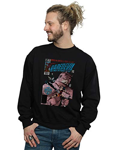 Marvel Men's Daredevil Distressed Bullseye Vs Elektra Cover Sweatshirt Black Small