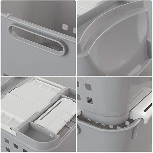 Xowine Set of 3 Kitchen Storage Plastic Stackable Storage Baskets, Gray Stacking Basket