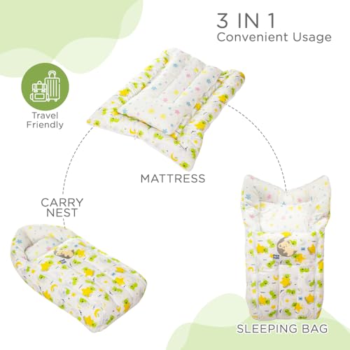 Image of Mee Mee 3 in 1 Baby Bed, Sleeping Bag & Carry Nest, Koala Bear Embroidery, Shearing Finish & Cotton Soft from Inside, Machine Washable & Portable Bassinet, 0M+, Green