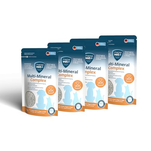 Marsavet Multi-Mineral Complex Polvere 4x125g Barf Complete Integratore alimentare con vitamine, minerali, Omega 3 e proteine per cani, gatti e altri animali domestici. Fornisce nutrienti essenziali