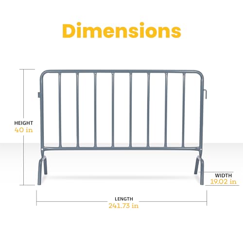 AdirPro Crowd Control Barricade – 5-Foot Length Interlocking Barricade Fence – Weatherproof 16-Gauge Steel – Great Barricade for Events, Road Closure & High Traffic Areas (4 Pack) - Thumbnail 2