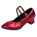 Xmiral Damen Schnalle Latin Tanzschuhe Blockabsatz Mokassins Ballsaal Tanzschuhe(41,Rot)