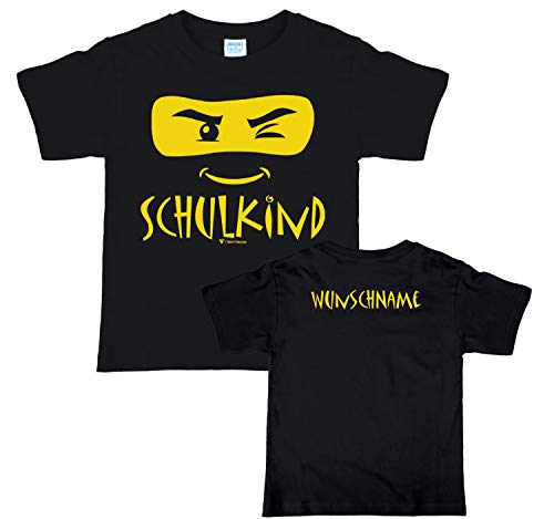 Kinder T-Shirt Schulkind Ninja Einschulungs-T-Shirt mit Wunschname auf dem...