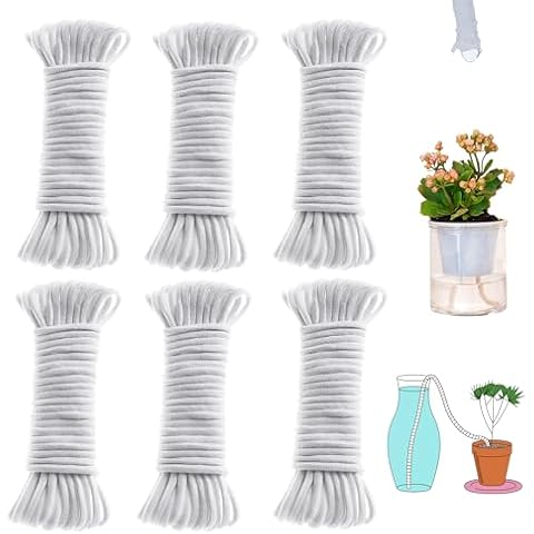 ORIMERC 300 feet 1/4 inch Self Watering Capillary Wick Cord Vacation Plant Sitter DIY Hydroponic Wicking Rope Seeds Start Planter Pot Automatic Potted Flower Passive Lazy Waterer String System Device Cover