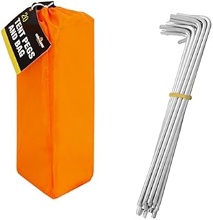 Milestone Camping 20930 20 Metal Tent Pegs With Carry Bag / 16.5cm Length / Great For Camping, Ground Tarps, Gazebos & More