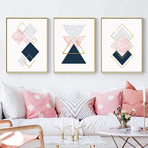 Toile impression sur toile abstraite rose décoration murale scandinave pour grand salon