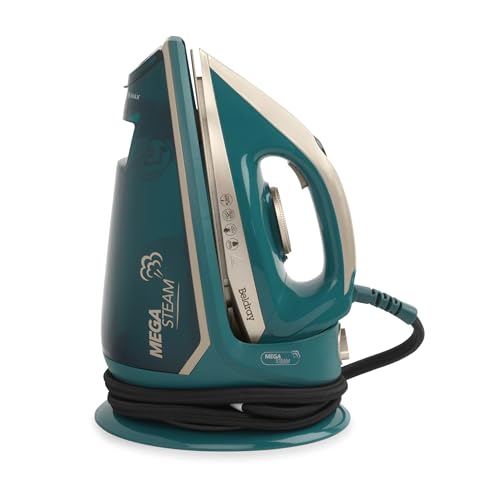 Beldray BEL01483-150 Steam Iron - Mega Steam Pro Upright Ironing Station, Steam Iron with Ceramic Soleplate 1.5 L XL Removable Water Tank, Easy Cord Storage, Powerful Vertical Steam, 2600 W, Teal
