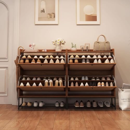 Organizador de zapatos de madera con dos puertas para entrada y pasillo estrecho 6