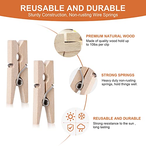Vicloon Mini Wooden Peg, 300pcs Mini Pegs for Arts and Crafts Tiny Clips for Photo Wall Home School Wedding Decoration, 2.5 x 0.9cm - Image 3