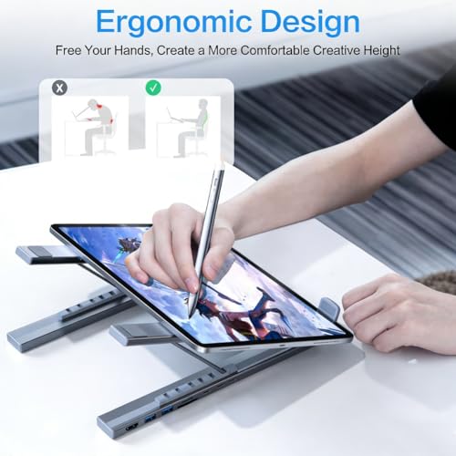 Laptop Docking Station Stand 8 in 1 USB C Portable Travel Laptop Stand with Docking Station 8-in-1 USB-C Hub with 4k HDMI, 2 USB 3.0, Pd 100w for MacBook Pro/Air Dock Tablet Stands(Upgraded 8 in 1)
