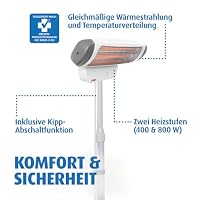 reer Wickeltischstrahler FeelWell 2in1, Standheizstrahler und Wandmontage, 2 Heizstufen, Timer, Kippsicherung, geprüft nach Medizinstandard, Weiß, aus Metall – Ansicht 6