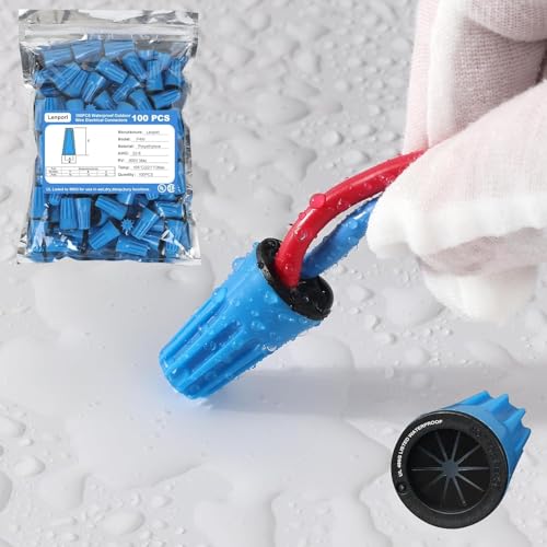 Lenporl 100PCS Waterproof Wire Electrical Connectors 22AWG-8AWG,Outdoor Seal Electrical Twist Nuts...