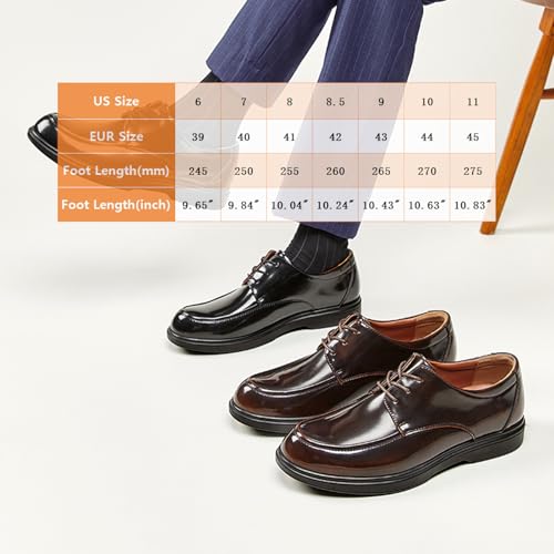 Men's Bright Genuine Leather Dress Oxfords Shoes Fashion Patent Leather Round Toe Lace Up Low Top Derby Shoes Casual Business Office Wedding Formal Shoes3