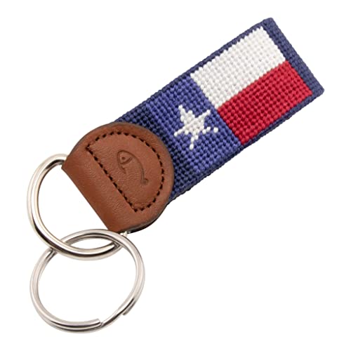Huck Venture Hand-Stitched Needlepoint Key Fob or Key Chain (Texas Flag)