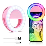 RGB Selfie Ring Light for iPhone Clip-on Ring Light for Laptop Phone Circle Light LED Zoom Light for...