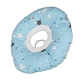 Omquot Almohada Perforadora con Orificio para la Oreja, Patrón de Estrella Azul Claro, Almohada para Aliviar el Dolor de Oreja a Presión, para Personas que Duermen de Lado, Material de Algodón de 12,6