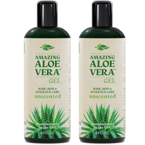 Green Leaf Naturals Aloe Vera Gel, After Sun Care for Face, Skin & Hair, Cold Pressed, Smooth Gel, Made in USA, Fast-Absorbing, Non-Sticky Formula