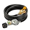 only fire 12ft Propane Hose Regulator with Tank Gauge, 3/8" Female Quick Connect x QCC1 Propane Tank Connection