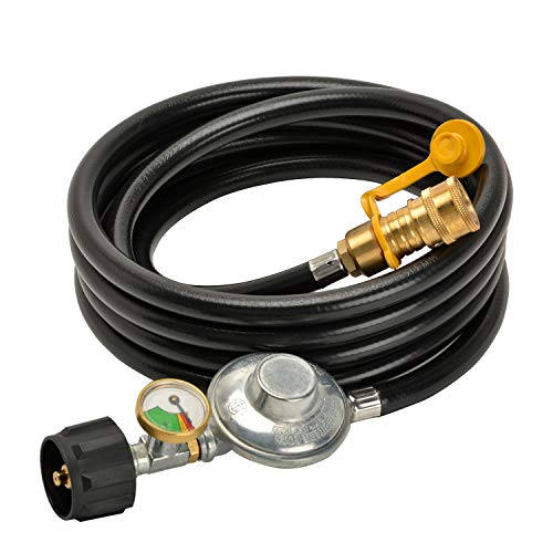 onlyfire 12ft Propane Hose Regulator with Type-1/QCC-1 Tank Gauge