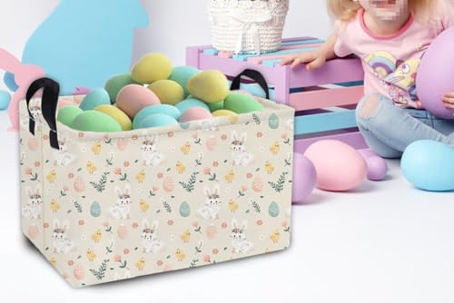 Image of Essme Rectangular Shelf Basket for Kids, Toy Organizer, Easter Gift. (Flower Easter Eggs)
