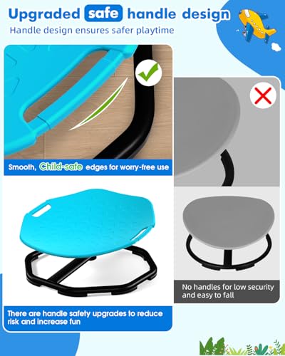 Image of Sensory Spinning Chair with Safety Handles for Autistic Kids, Sensory Toys for Kid with ADHD Autism, Sensory Swivel Chair Sit and Spin Training Body Coordination Autism Christmas Toys for Kid - Blue