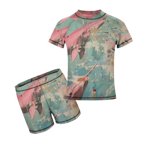 Pink Whales Sharks NarwhalChildren's Casual Swimsuit Set - Simple and Versatile9-11Y（140cm）