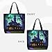FKGKDF Black Haunted Mansion Print Tote Bags, Large Capacity Zipper Shoulder Bag, For Shopping, Work, Daily
