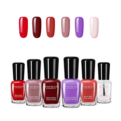Non Toxic Nail Polish Set Easy Peel Off and Quick Dry Eco Friendly Water Based Nail Polish for Girls Women and Teens Kids(6 Bottles)