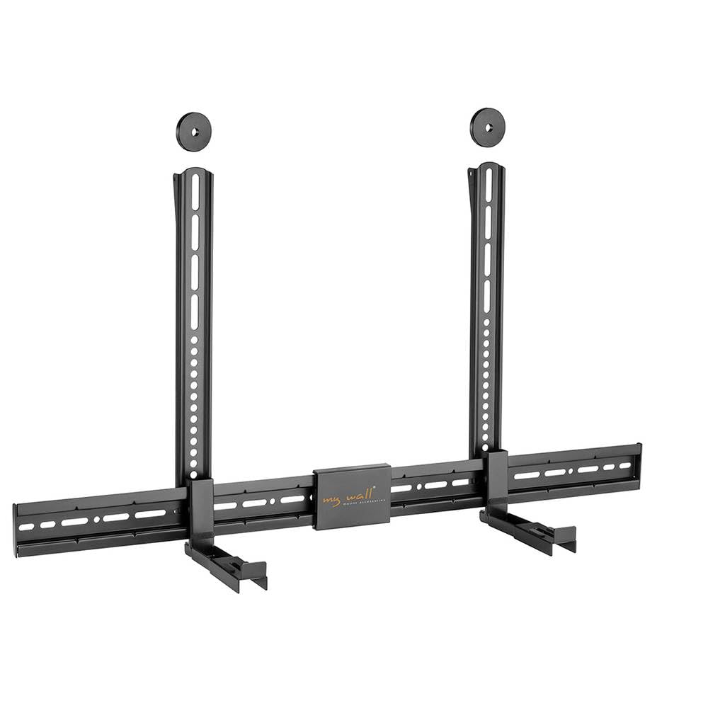 my Wall HZ 31 L Soporte universal para barras de sonido, montaje debajo o encima de la pantalla sin agujeros de montaje, incluye almohadillas antideslizantes, carga de hasta 15 kg, 20 años de garantía
