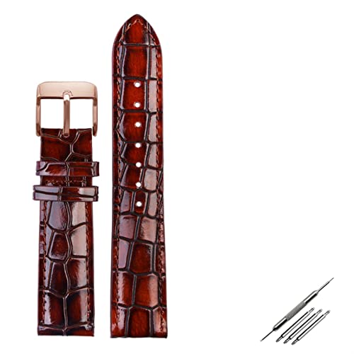 Bracelet de montre en cuir crocodile 20 mm agate avec boucle robuste en acier