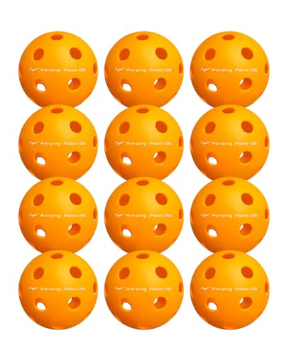Warping Point Indoor Pickleball Balls, 12 Pack 26 Holes Orange PickleBalls, Meet USAPA Specifications, High Bounce Durable Practice Pickle Ball for Beginners Intermediate Player