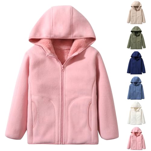Girls Fleece Lined Jacket - Long Sleeve Zip Up Hooded Coats, Back To School Outfit, Kids Clothes 3-17 Years