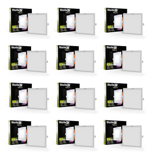 Image of Sturlite Dex 15 Watt Square LED Downlight|Cool White Color Temperature (6.5k)|Cut-Out 4 Inch|1500 Lumens Recessed Panel & Surge Protection Ceiling Light for Multiple Usage - (Pack of 12)