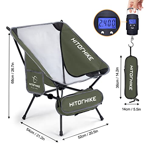 Hitorhike Camping Chair Backpack Camping Folding Chair Breathable Mesh Structure Aluminum Frame With 2 Side Pockets Camping Chair Compact Ultralight Carrying Bag (Dark Green 2Pcs) #TOP2