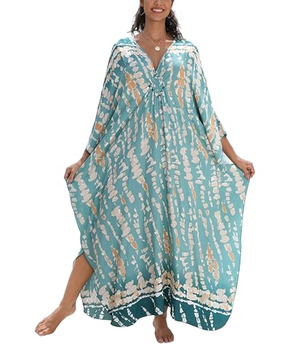 Image of KEYLORTING Plus Size Kaftan Dress Women, African Moo Moo Print Caftan, Batwing Dress, Beach Cover Up for Party and Loungewear