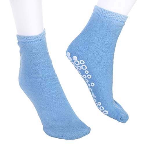 Cardinal Health 58125-BLU Terry in Single Tread Patient Safety Slippers, Blue, Medium