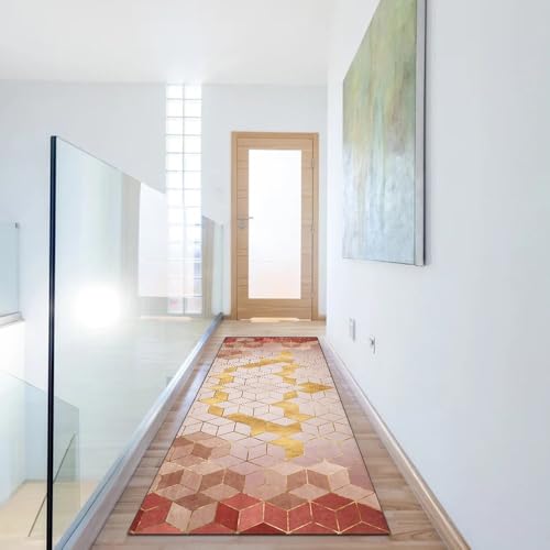 Alfombra pasillo antideslizante y lavable de 80x160 cm con diseño geométrico moderno 5