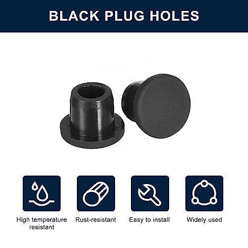 Image of uxcell 30 Pieces Black Plug Holes, Waterproof Button Plug Rubber Hole Plugs for 9mm /0.35 inch Hole