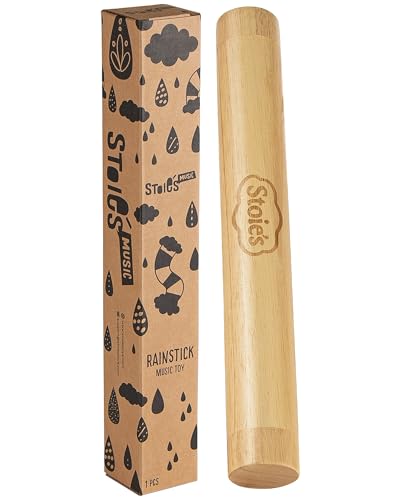 Stoies 13.8 Wooden Rainstick - Support Auditory Memory Coordination and Fine Motor Skills - Soft Calming Sound for Relaxation - Lightweight and Portable - Durable Kid-Safe Materials