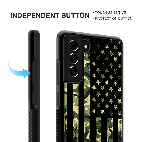 Tnxee For Galaxy S21 Fe Case,Camo American Flag Anti-Skid And Shockproof Protective Case For Boy/Girl,Soft Silicone Rubber + Hard Pc Back Cover Case For Samsung Galaxy S21 Fe 5G(6.4'') #TOP2